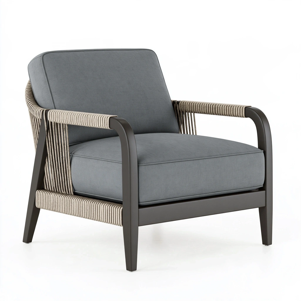 Fotel ogrodowy 78 x 78 x 82 cm z metalową ramą szary pleciony