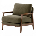 Fotel wypoczynkowy 78 x 82 x 84 cm oliwkowy tapicerowany tkaniną z drewnianymi podłokietnikami - styl mid-century
