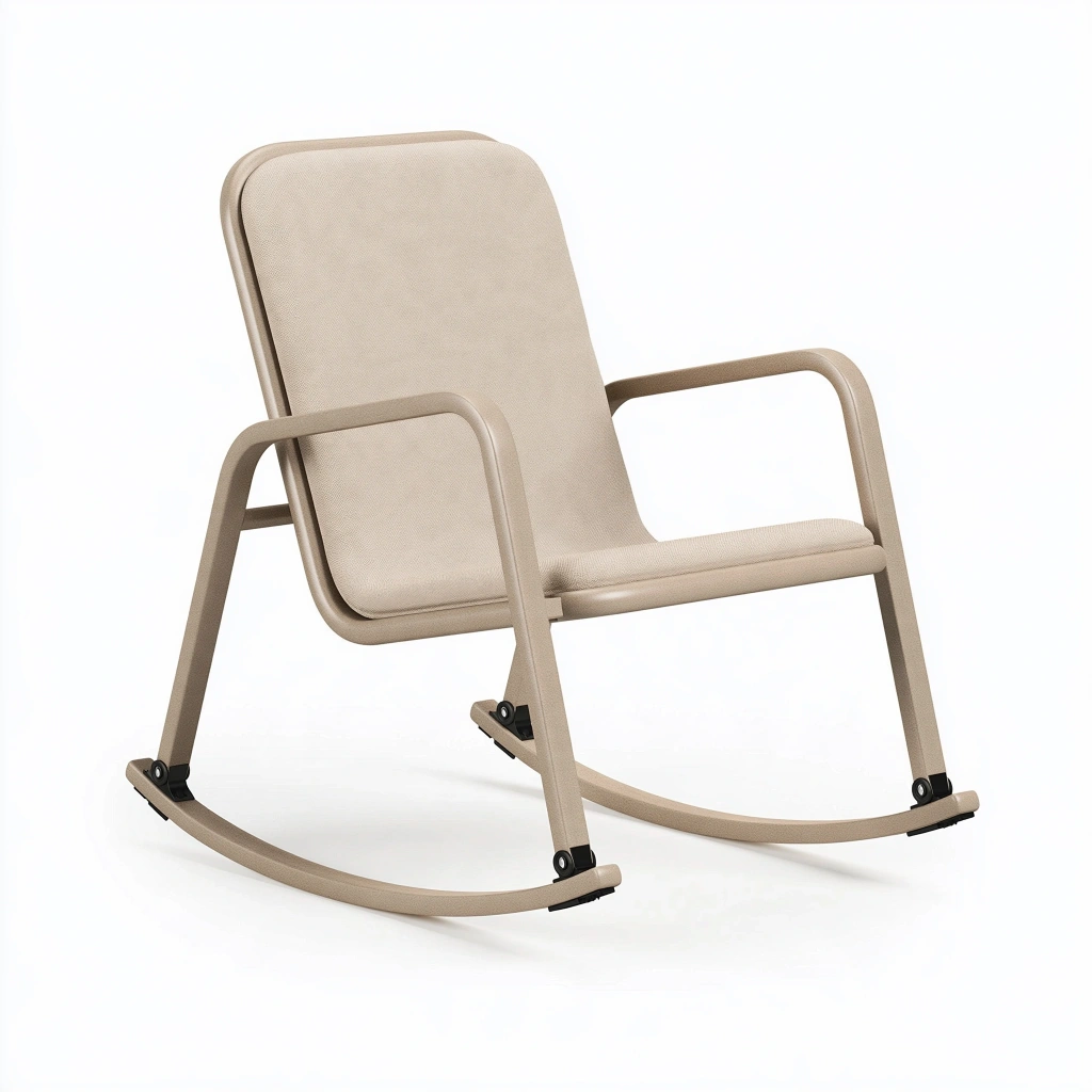 Fotel bujany 68 x 95 x 100 cm z tkaniny beżowy do relaksu minimalistyczny